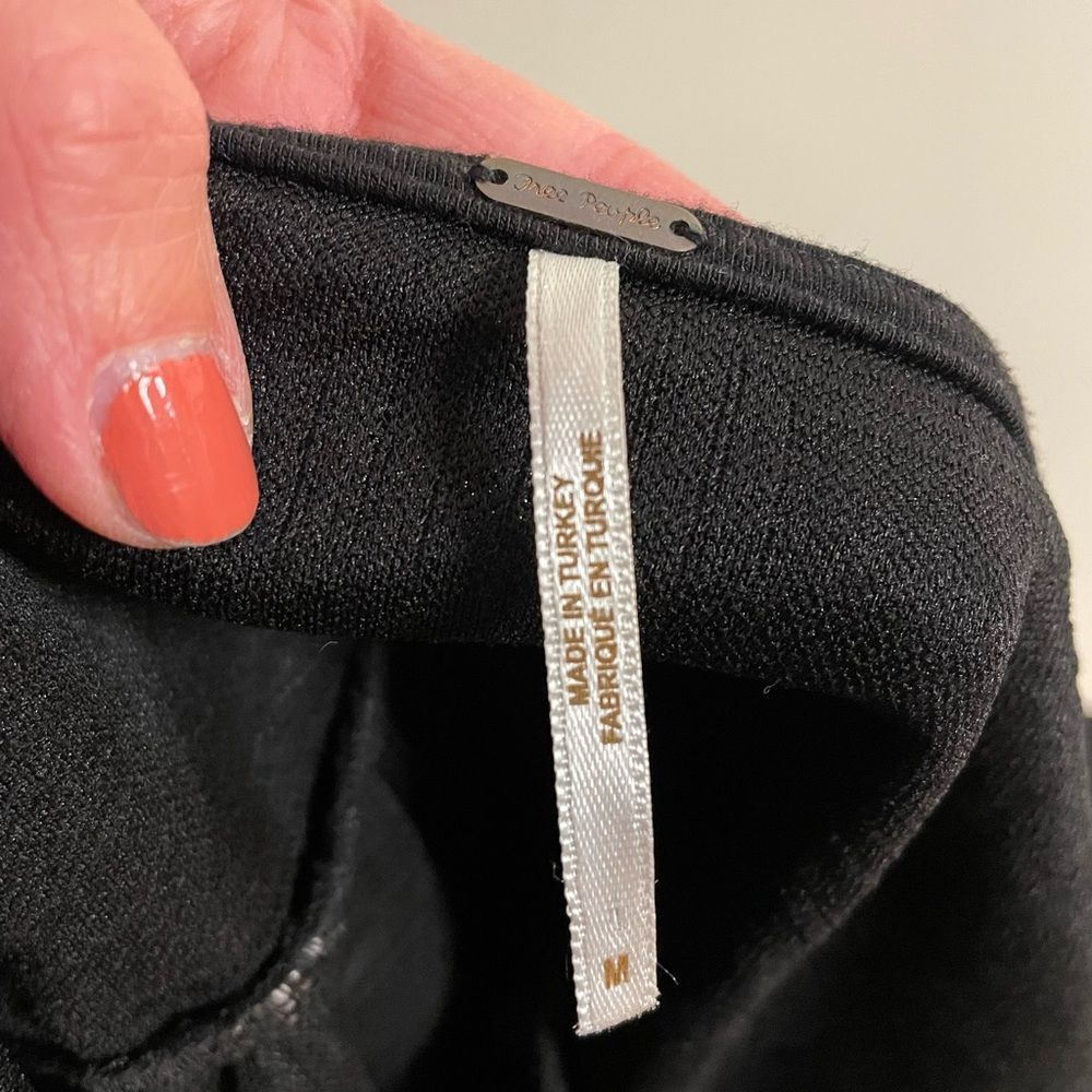 Free People Dress Violet Puff Sleeve Mini Baby Doll Textured Black Size Medium - Picture 10 of 12